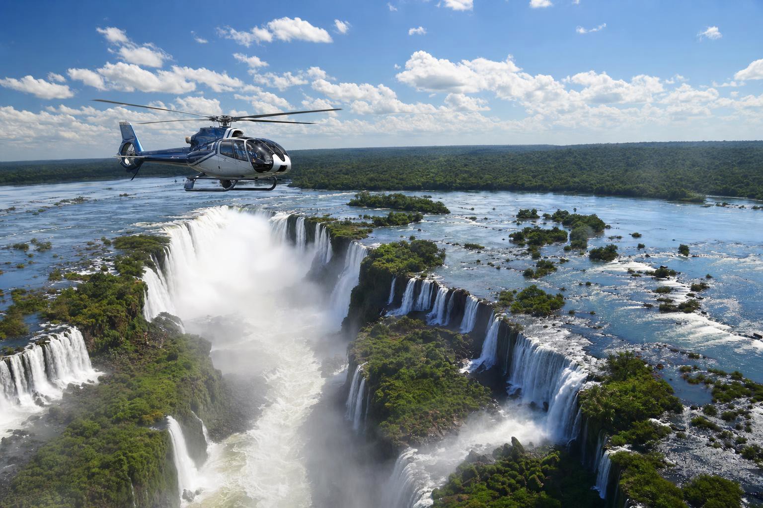 Helicópteros sobre as Cataratas de Iguazú
