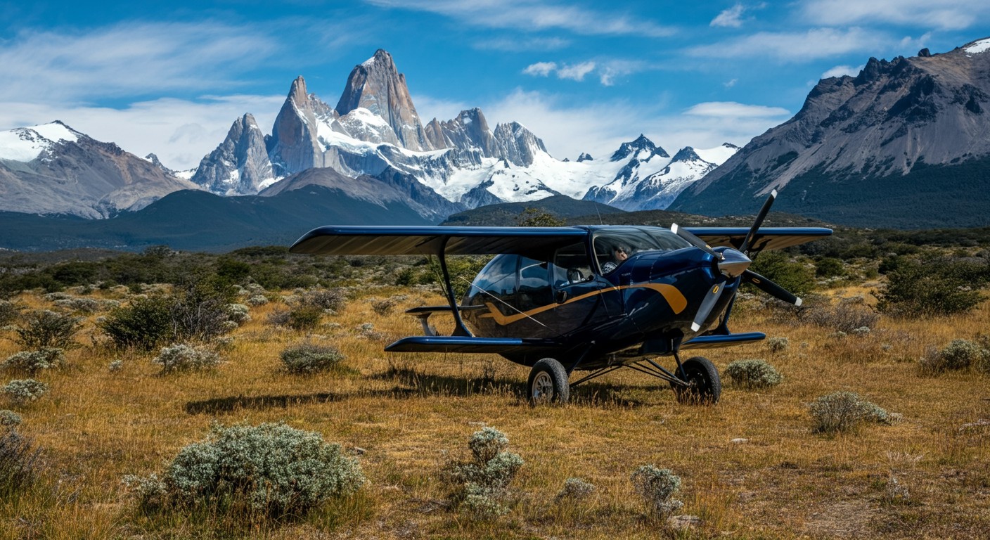Small Airplane Flight over Patagonia
